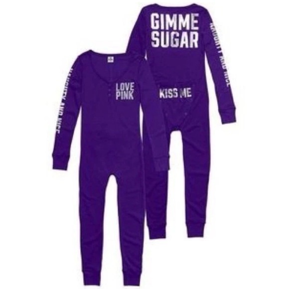 PINK Victoria's Secret Other - PINK Victoria's Secret “Gimme Sugar” Thermal Jane Style Onesie Jumpsuit PJ’s